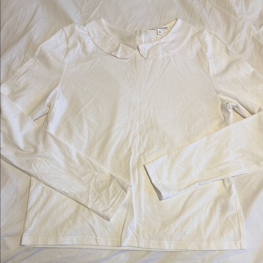 Cabbages and Roses Peter Pan White Long Sleeve Top